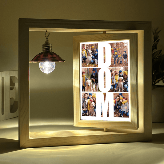 Kochani rodzice - Druk na szkle w drewnianej ramce + led, spersonalizowany prezent dla rodziców - Adamell.pl