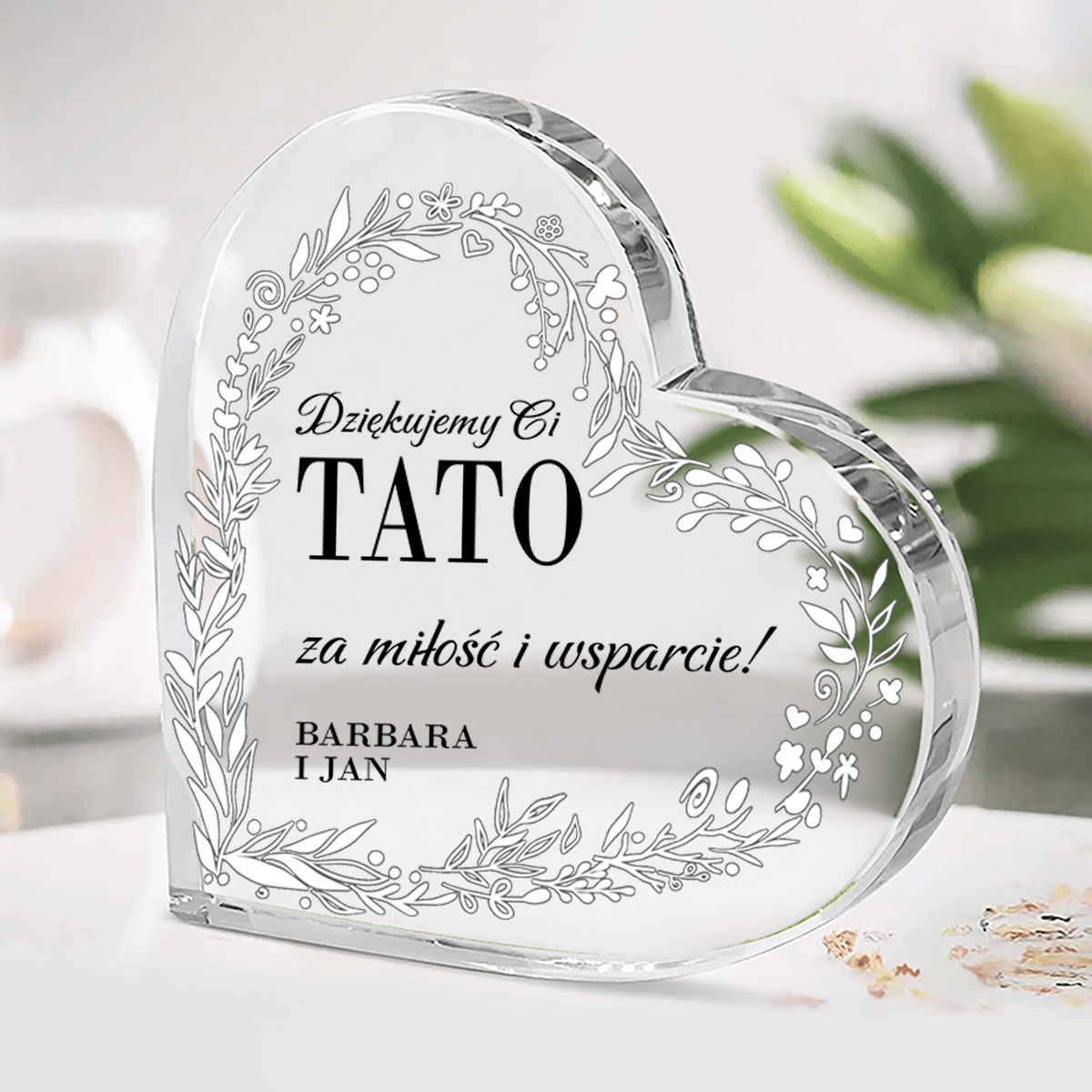 Kochany tato - Szklane serce, spersonalizowany prezent dla taty - Adamell.pl