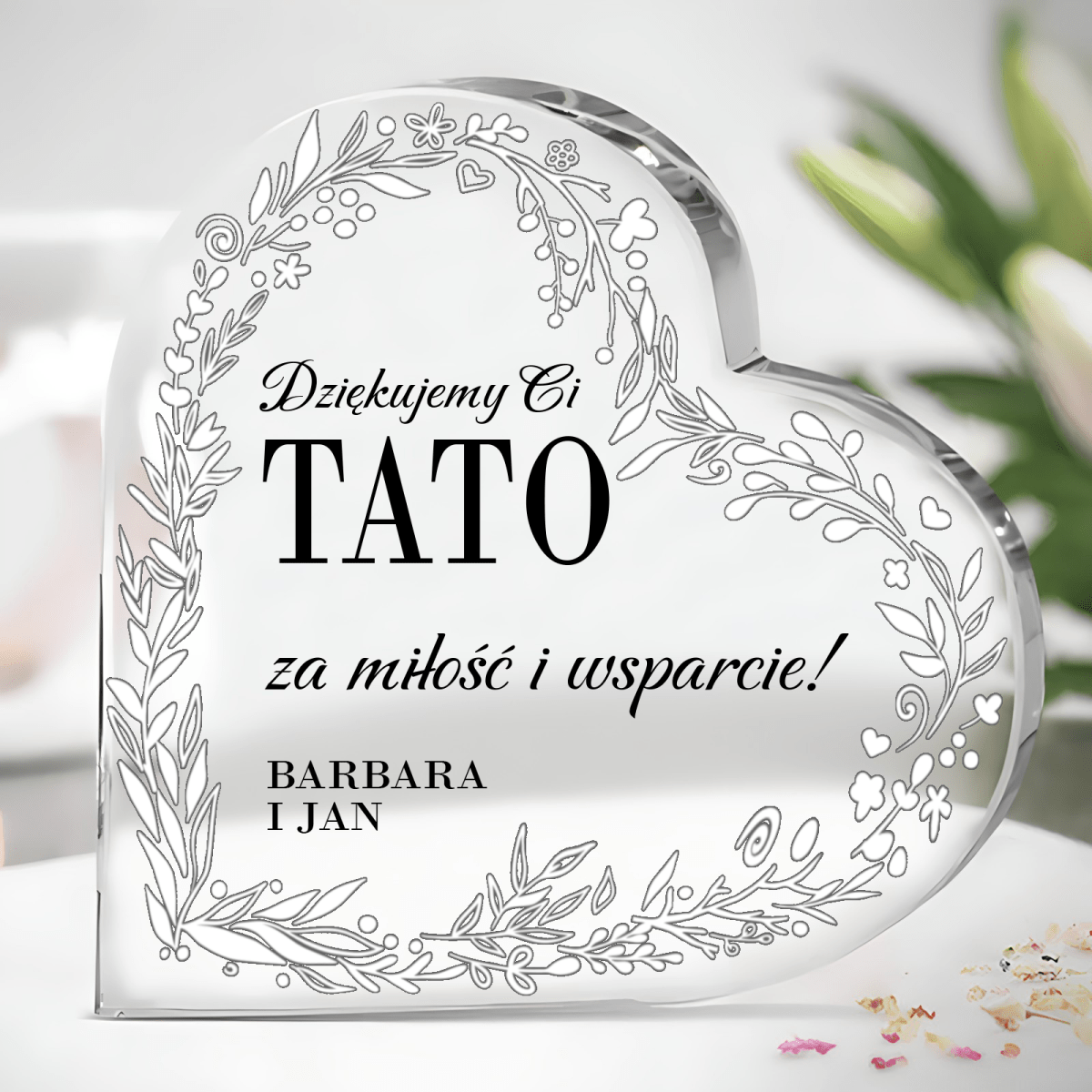 Kochany tato - Szklane serce, spersonalizowany prezent dla taty - Adamell.pl