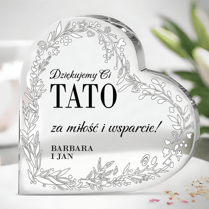 Kochany tato - Szklane serce, spersonalizowany prezent dla taty - Adamell.pl