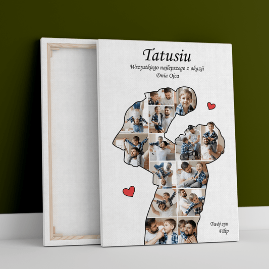 Kolaż 14 zdjęć od dziecka - druk na płótnie, spersonalizowany prezent dla taty - Adamell.pl