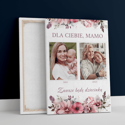 Kolaż 2 zdjęć z kwiatami - druk na płótnie, spersonalizowany prezent dla mamy - Adamell.pl