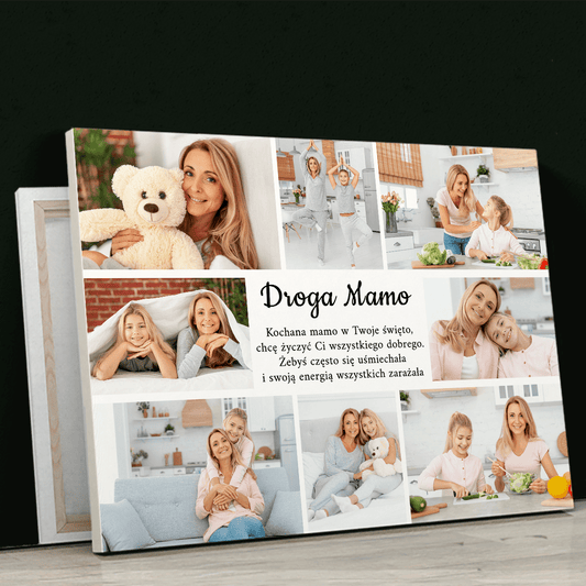 Kolaż 8 zdjęć z tekstem - druk na płótnie, spersonalizowany prezent dla mamy - Adamell.pl