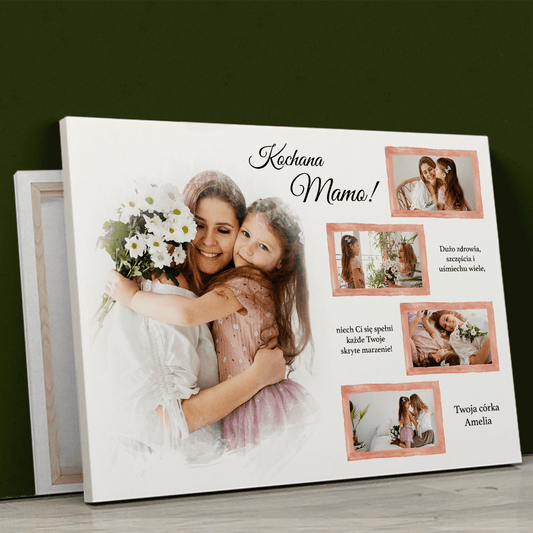 Kolaż i zdjęcie z efektem - druk na płótnie, spersonalizowany prezent dla mamy - Adamell.pl
