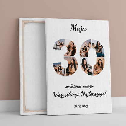 Kolaż na 30 urodziny - druk na płótnie, spersonalizowany prezent - Adamell.pl