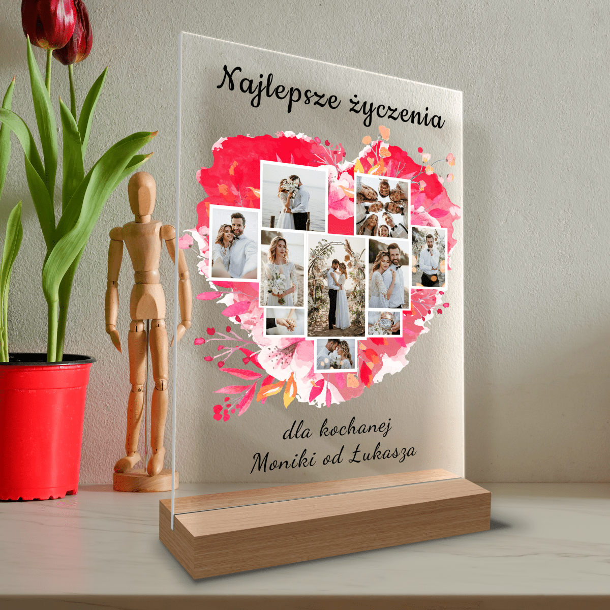 Kolaż najlepsze życzenia - Druk na szkle, spersonalizowany prezent - Adamell.pl