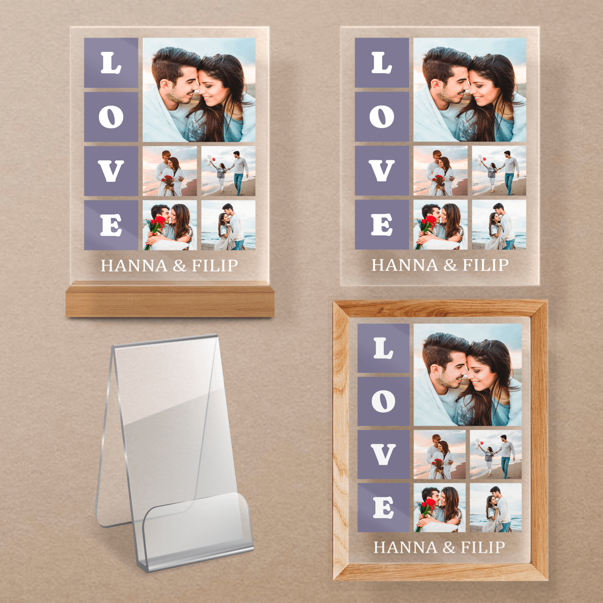 Kolaż nasza miłość - Druk na szkle, spersonalizowany prezent dla pary - Adamell.pl - Wyjątkowe Prezenty