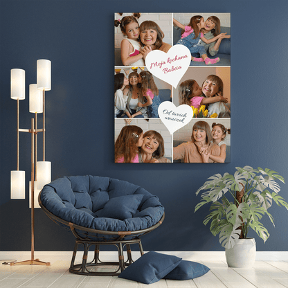Kolaż od wnuczek - druk na płótnie, spersonalizowany prezent dla babci - Adamell.pl