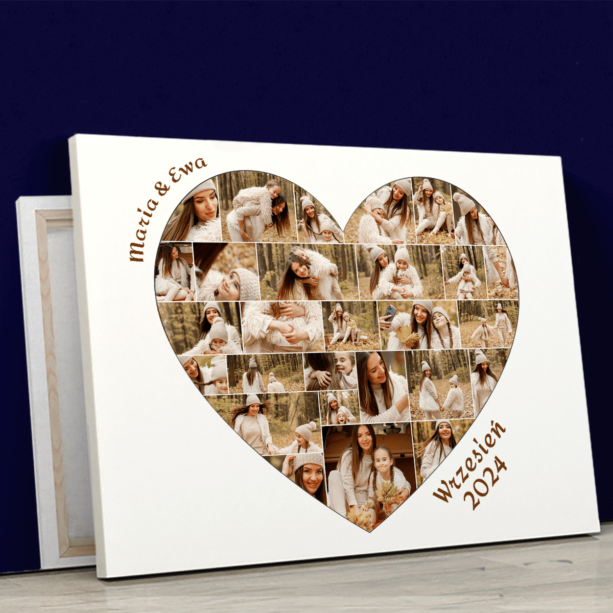 Kolaż serce 28 zdjęć - druk na płótnie, spersonalizowany prezent dla mamy - Adamell.pl