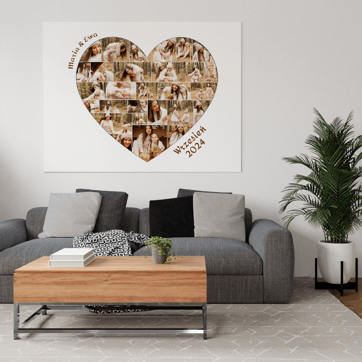 Kolaż serce 28 zdjęć - druk na płótnie, spersonalizowany prezent dla mamy - Adamell.pl