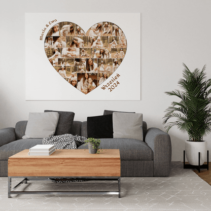 Kolaż serce 28 zdjęć - druk na płótnie, spersonalizowany prezent dla mamy - Adamell.pl
