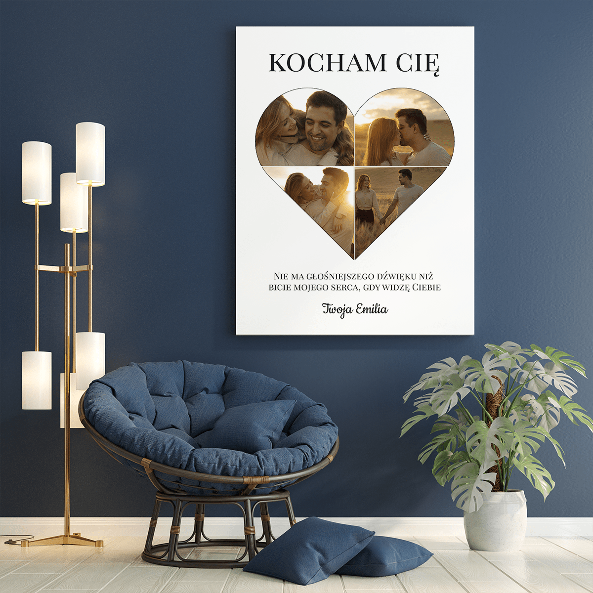 Kolaż serce 4 zdjęcia - druk na płótnie, spersonalizowany prezent dla niego - Adamell.pl