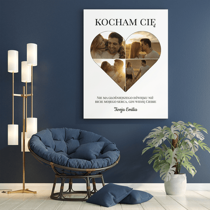 Kolaż serce 4 zdjęcia - druk na płótnie, spersonalizowany prezent dla niego - Adamell.pl