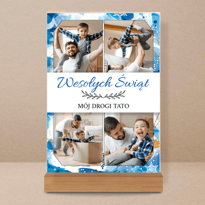 Kolaż świąteczny z tatą - Druk na szkle, spersonalizowany prezent dla taty - Adamell.pl
