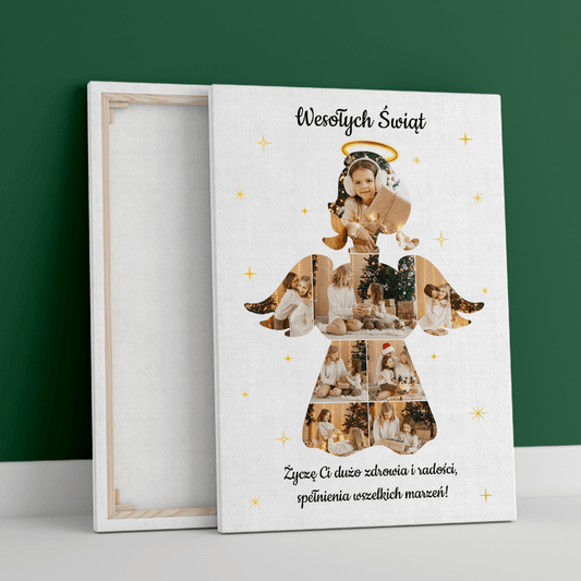 Kolaż w kształcie aniołka - druk na płótnie, spersonalizowany prezent dla dziecka - Adamell.pl