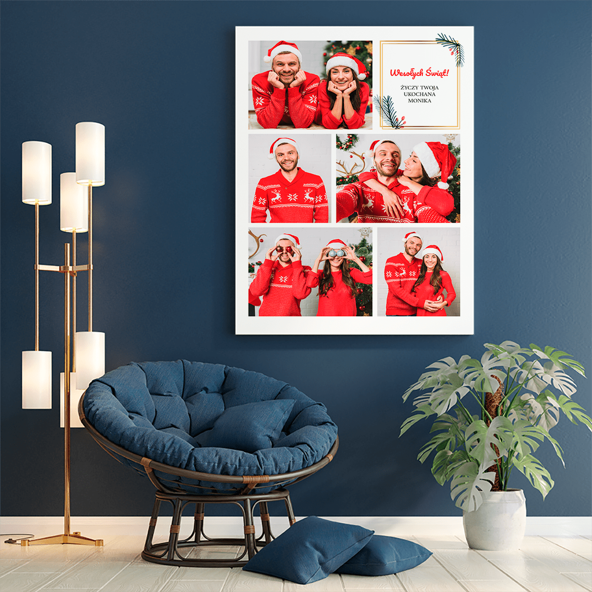 Kolaż w świątecznym stylu - druk na płótnie, spersonalizowany prezent dla niego - Adamell.pl
