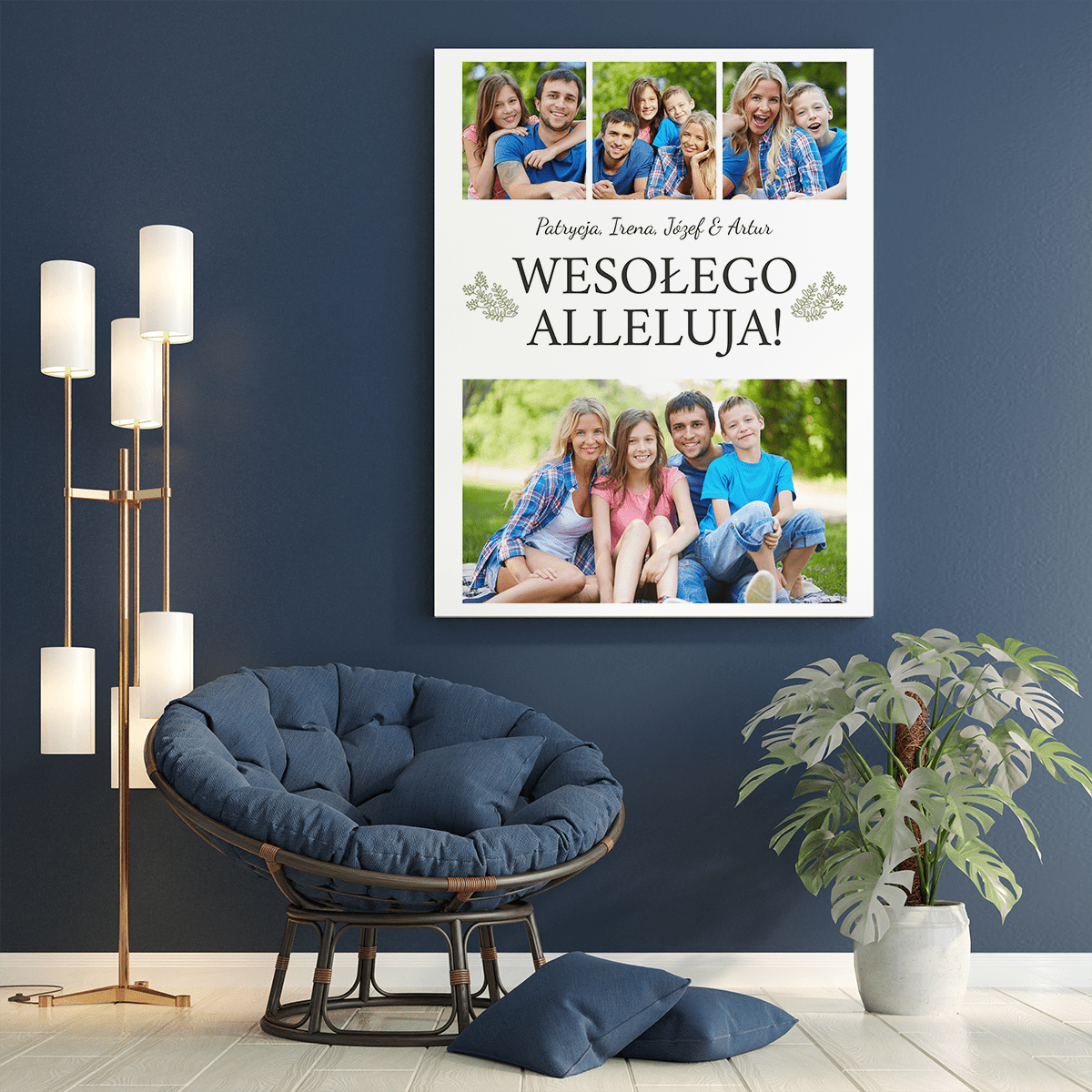 Kolaż wesołego Alleluja - druk na płótnie, spersonalizowany prezent na Wielkanoc - Adamell.pl