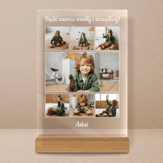 Kolaż z życzeniami dla chłopca - Druk na szkle, spersonalizowany prezent dla dziecka - Adamell.pl