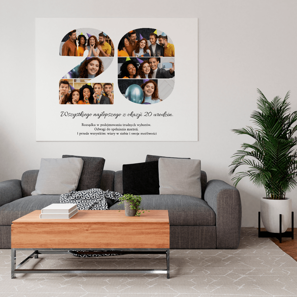 Kolaż zdjęć na 20. urodziny - druk na płótnie, spersonalizowany prezent dla niej - Adamell.pl