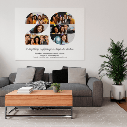 Kolaż zdjęć na 20. urodziny - druk na płótnie, spersonalizowany prezent dla niej - Adamell.pl
