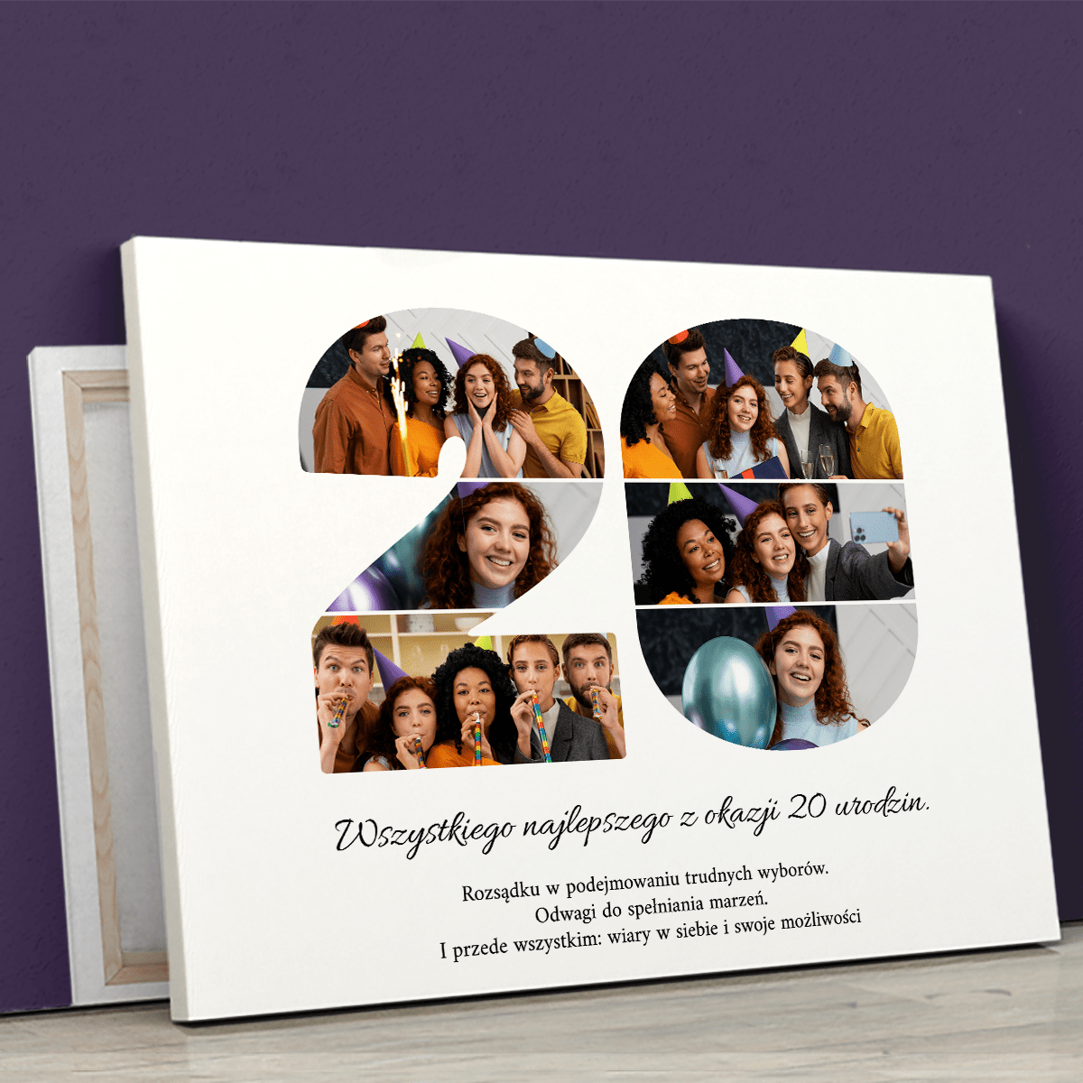 Kolaż zdjęć na 20. urodziny - druk na płótnie, spersonalizowany prezent dla niej - Adamell.pl