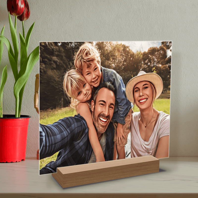 Kolorowy portret wieloosobowy rodzina - Druk na szkle, spersonalizowany prezent - Adamell.pl - Wyjątkowe Prezenty