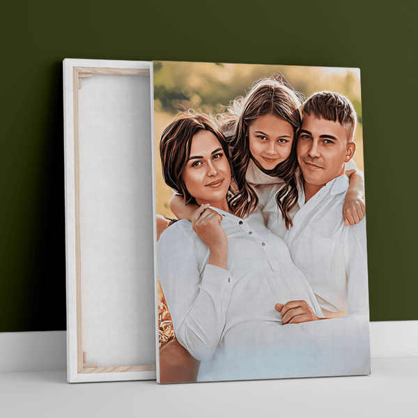 Kolorowy Sketch rodzina - druk na płótnie, spersonalizowany prezent dla rodziców - Adamell.pl
