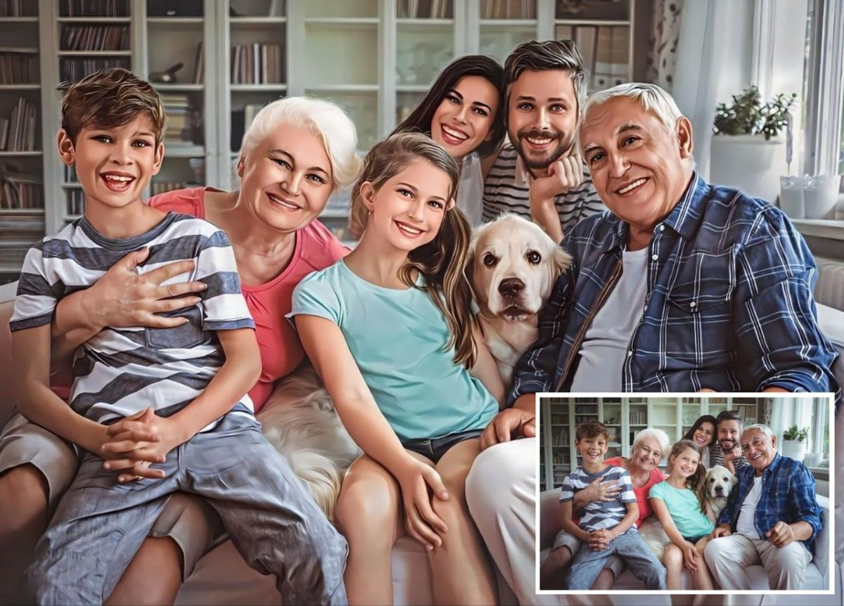 Kolorowy sketch wieloosobowy - obraz na płótnie, spersonalizowany prezent - Adamell.pl - Wyjątkowe Prezenty