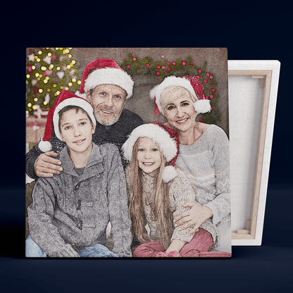 Kolorowy szkic świąteczny - druk na płótnie, spersonalizowany prezent dla dziadków - Adamell.pl