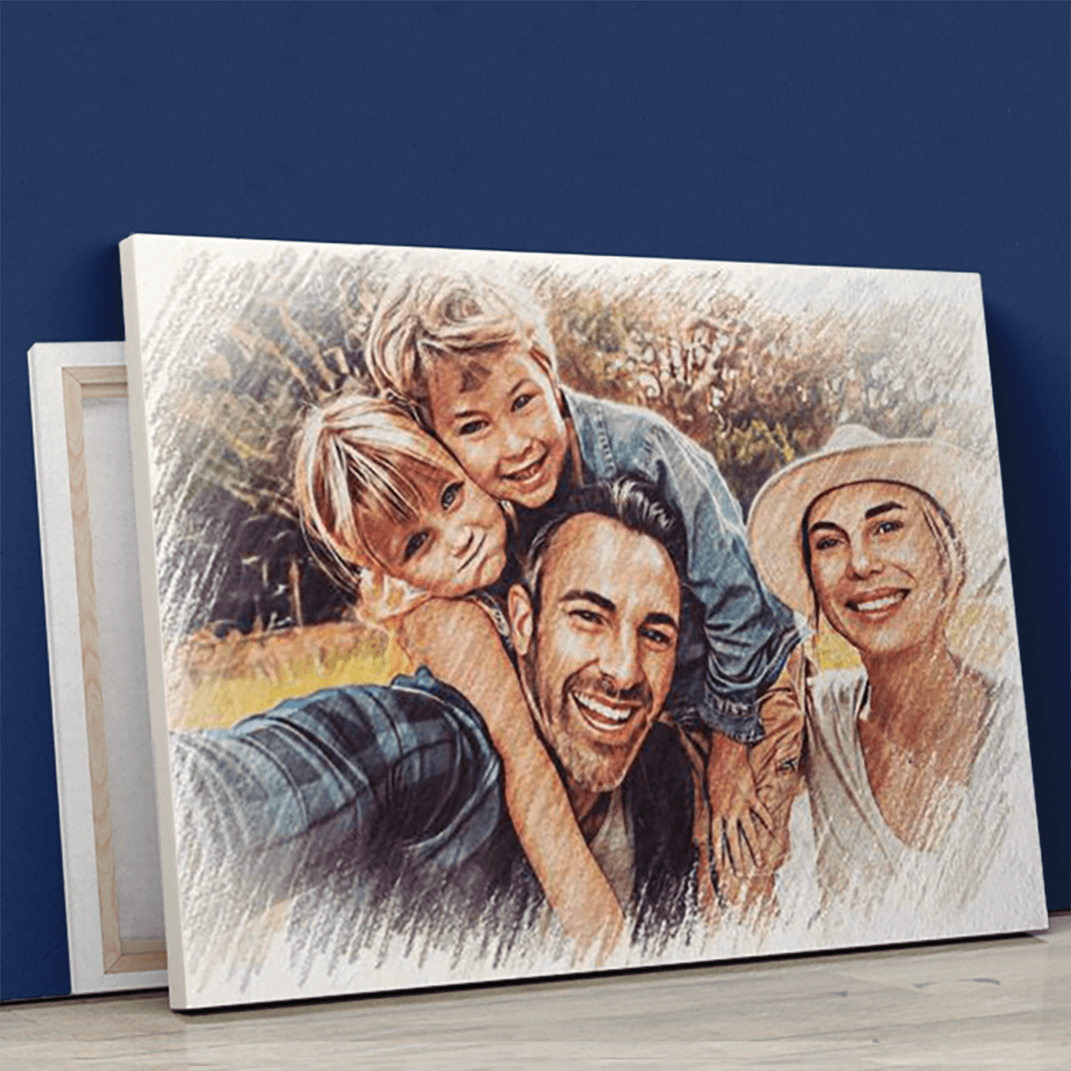 Kolorowy szkic wieloosobowy - obraz na płótnie, spersonalizowany prezent - Adamell.pl - Wyjątkowe Prezenty