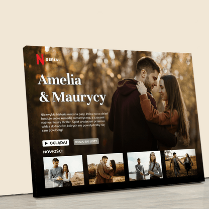 Komedia romantyczna - druk na płótnie, spersonalizowany prezent dla pary - Adamell.pl