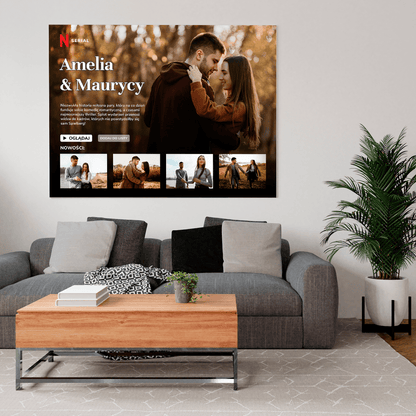 Komedia romantyczna - druk na płótnie, spersonalizowany prezent dla pary - Adamell.pl