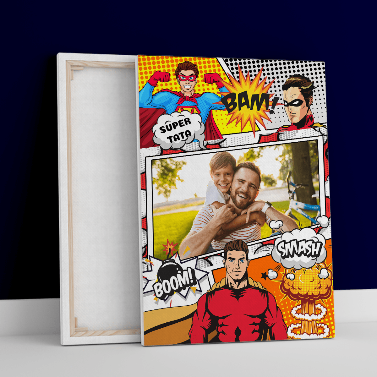 Komiks tata - druk na płótnie, spersonalizowany prezent dla taty - Adamell.pl