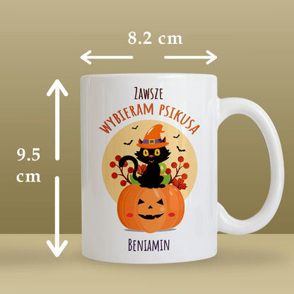 Kot na Halloween - 1x Kubek z nadrukiem, spersonalizowany prezent dla przyjaciela - Adamell.pl