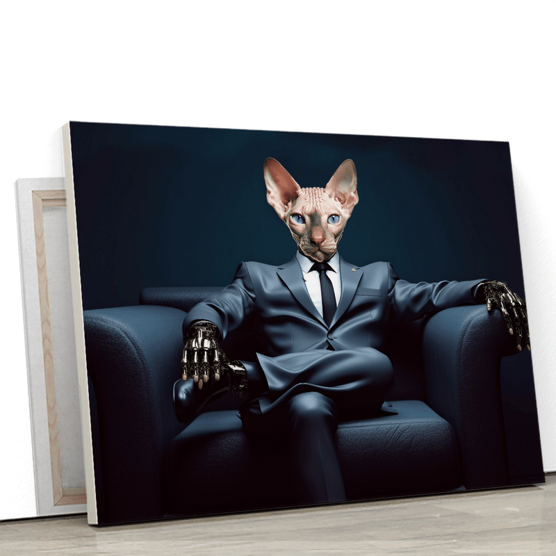 Kot w garniturze - druk na płótnie, spersonalizowany prezent dla kociarza - Adamell.pl