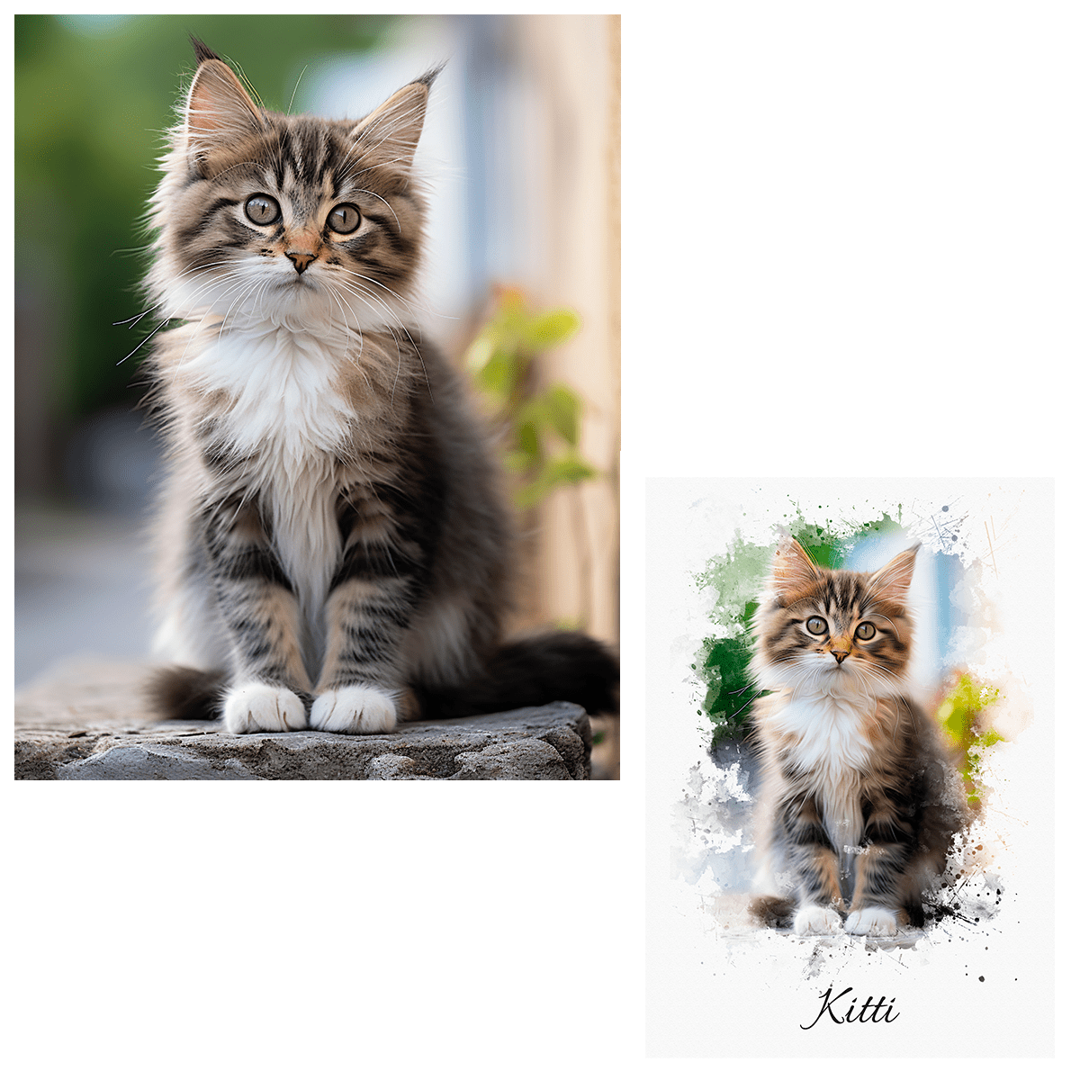 Kot z efektem akwareli - Druk na szkle, spersonalizowany prezent - Adamell.pl