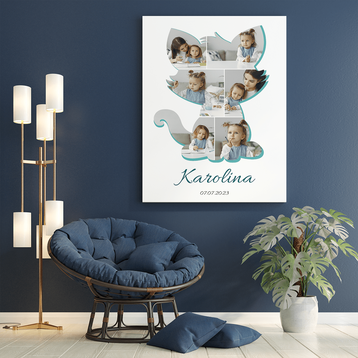 Kotek kolaż - druk na płótnie, spersonalizowany prezent dla dziecka - Adamell.pl