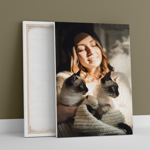 Fotoportret z kotami - druk na płótnie, spersonalizowany prezent - Adamell.pl - Wyjątkowe Prezenty