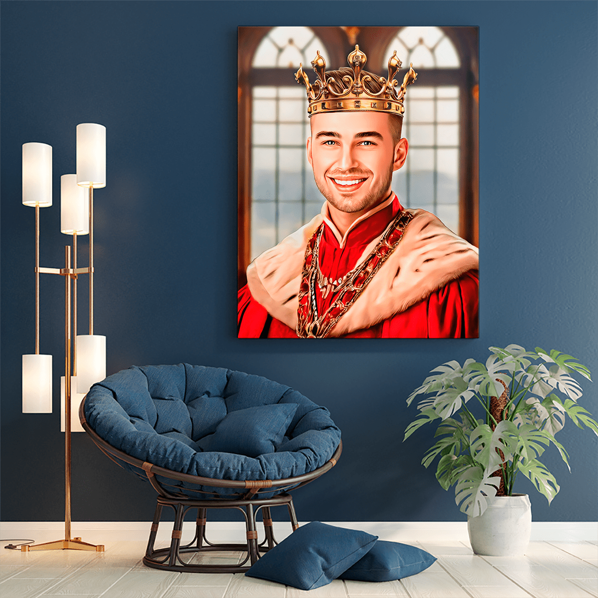 Król portret - druk na płótnie, spersonalizowany prezent dla niego - Adamell.pl