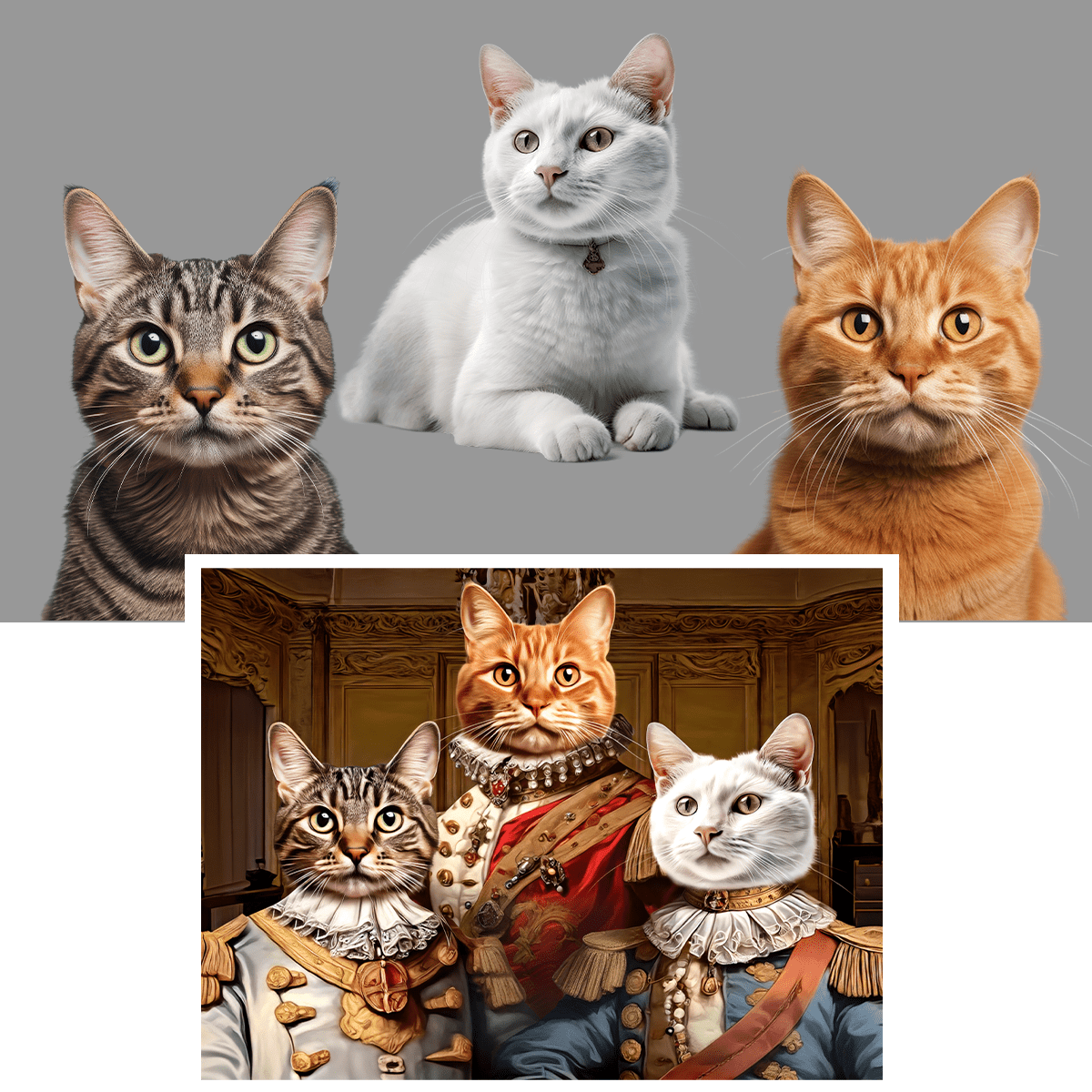 Królewskie koty - druk na płótnie, spersonalizowany prezent dla właściciela kota - Adamell.pl