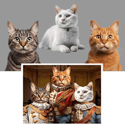 Królewskie koty - druk na płótnie, spersonalizowany prezent dla właściciela kota - Adamell.pl