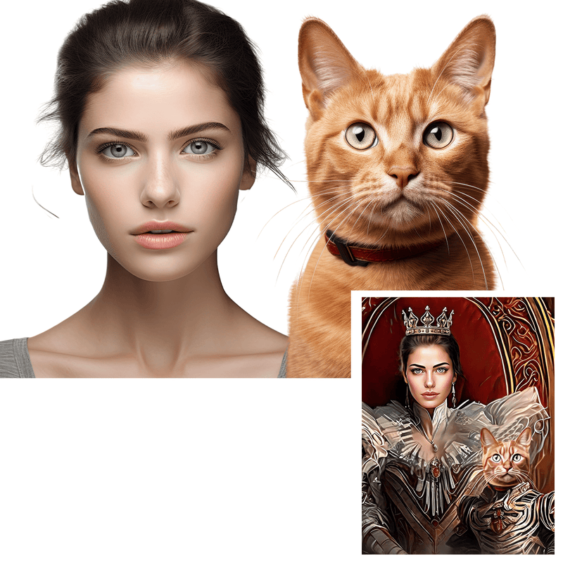 Królowa z kotem - druk na płótnie, spersonalizowany prezent dla niej - Adamell.pl