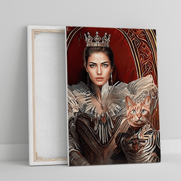 Królowa z kotem - druk na płótnie, spersonalizowany prezent dla niej - Adamell.pl