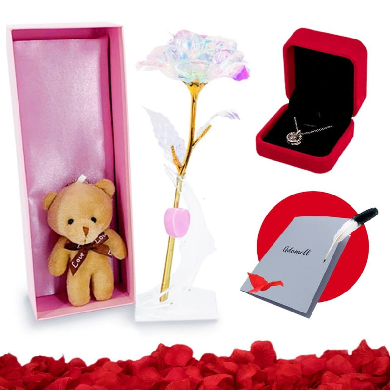 Kryształowa świecąca wieczna róża, Wyjatkowy pomysł na prezent dla dziewczyny, przyjaciółki, kobiety, najlepsze na walentynki, na 18 urodziny - Adamell.pl - Wyjątkowe Prezenty