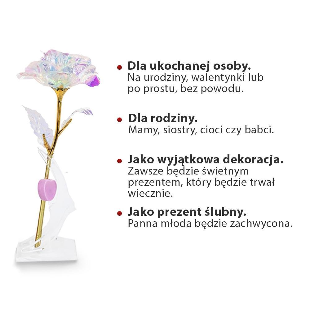 Kryształowa świecąca wieczna róża, Wyjatkowy pomysł na prezent dla dziewczyny, przyjaciółki, kobiety, najlepsze na walentynki, na 18 urodziny - Adamell.pl - Wyjątkowe Prezenty
