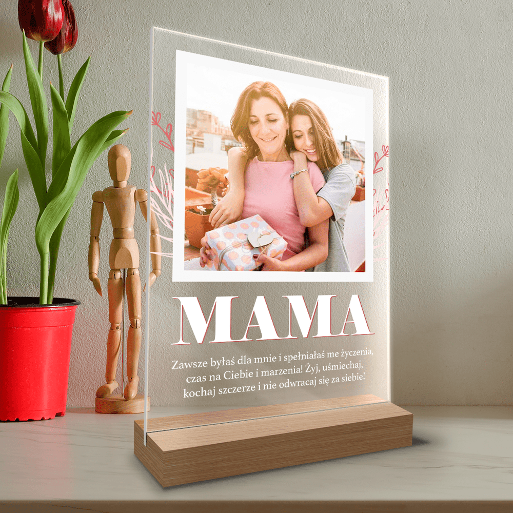 Kwadratowe zdjęcie z mamą - Druk na szkle, spersonalizowany prezent dla mamy - Adamell.pl
