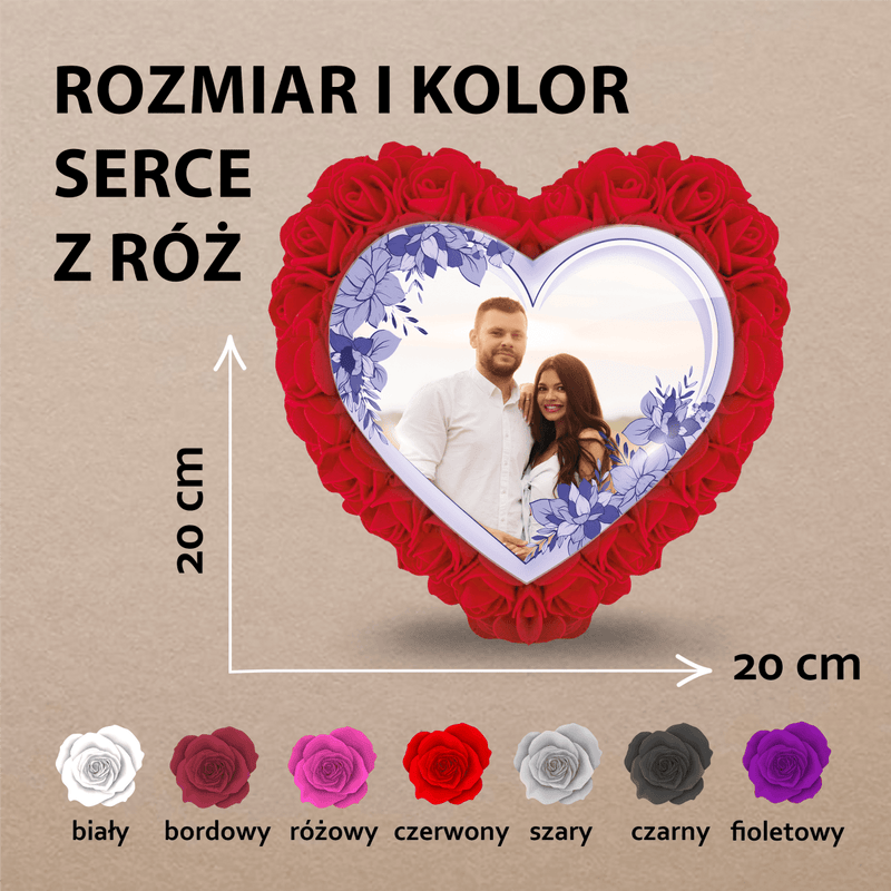 Kwiatowe serce - Różane serce z wydrukiem, spersonalizowany prezent - Adamell.pl - Wyjątkowe Prezenty