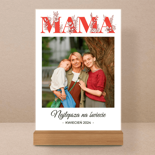 Kwiecisty napis MAMA - Druk na szkle, spersonalizowany prezent dla mamy - Adamell.pl