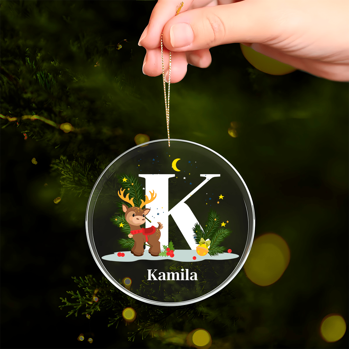 Litera i imię - bombka choinkowa, spersonalizowany prezent dla mamy - Adamell.pl