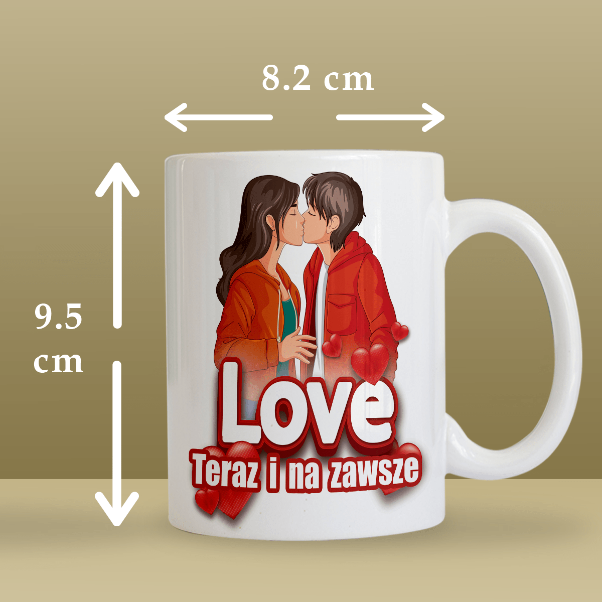 Love na zawsze - 1x Kubek z nadrukiem, spersonalizowany prezent dla pary - Adamell.pl